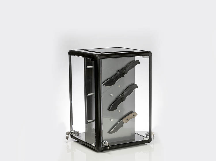 Table showcases for merchandise presentation of The Hunting Knife