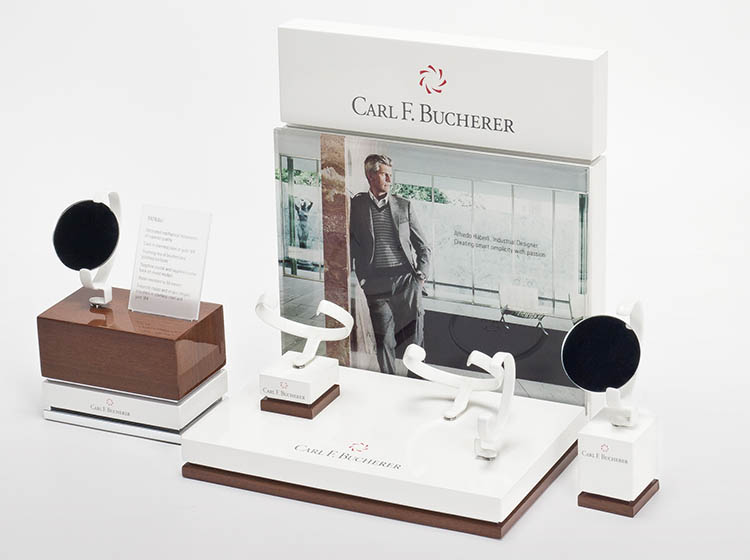 Wooden displays for watches of Bucherer