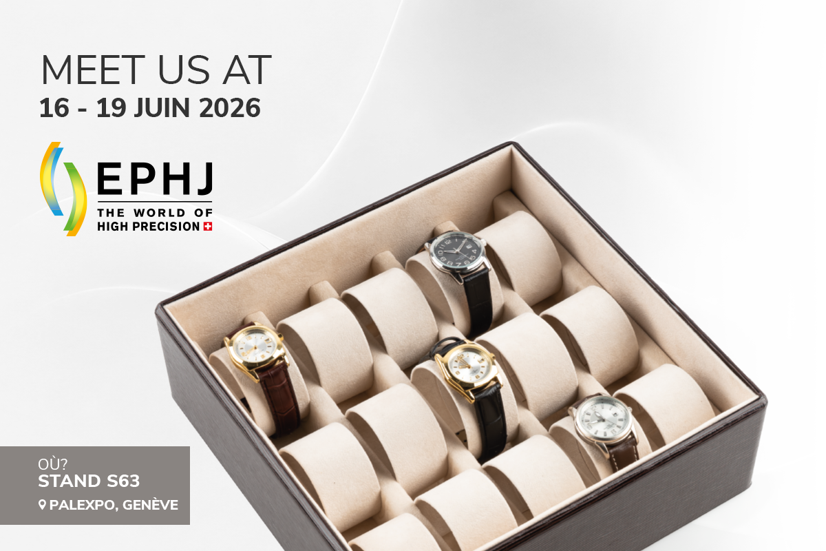 Kling présente des solutions de display et packaging pour montres à l’EPHJ 2026 à Genève, stand S63, avec un coffret de présentation haut de gamme.